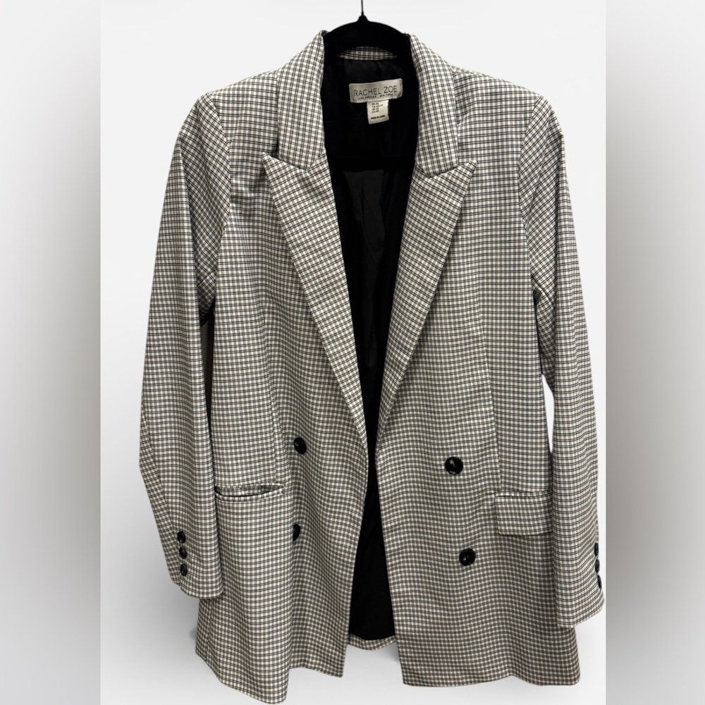 Rachel Zoe Monochrome Checkered Blazer